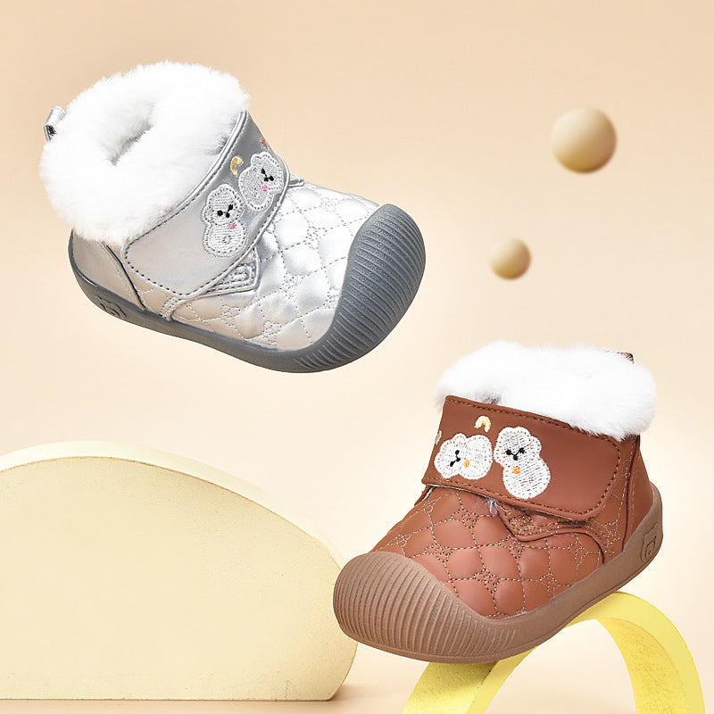 Toddler shoes for boys and girls, autumn/winter, baby cotton shoes, fleece-lined, soft sole, ages 0-1-3 years, warm baby shoes