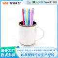Hollow straw plastic tube transparent plastic tube reusable buckle water cup straw colorful ring tea cup tube