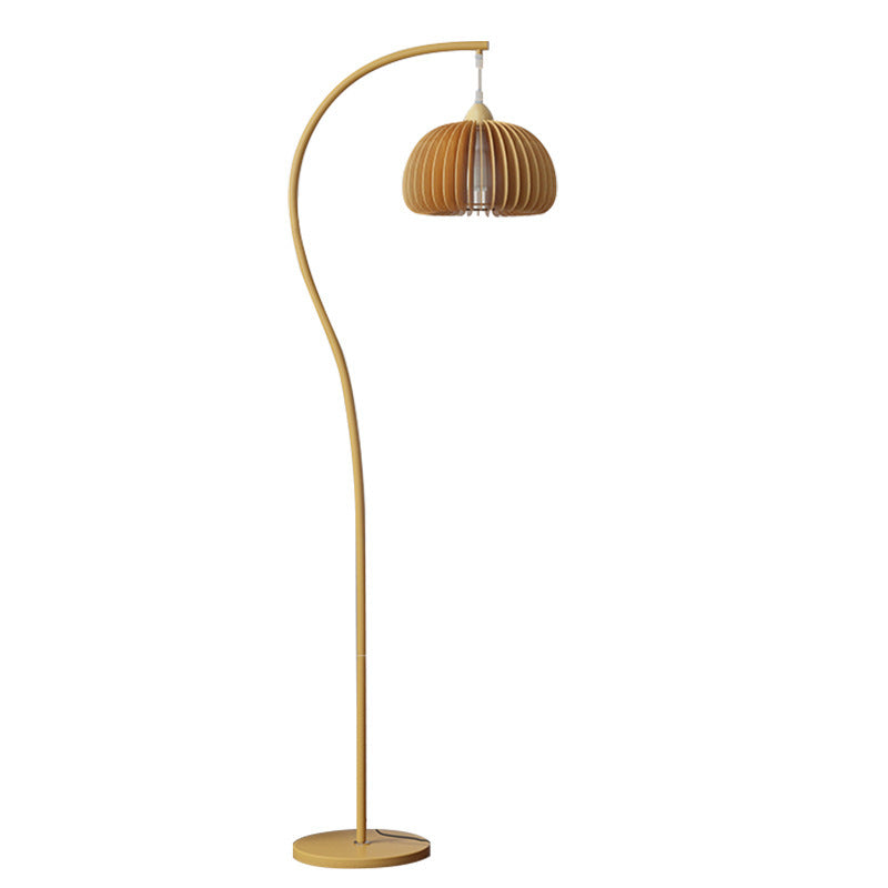 Cream wood style pumpkin fishing lamp living room floor table lamp atmosphere bedside bedroom room lamp zen new chinoiserie