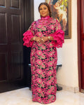 African women's lace robe - cross-border supply, elegant commute style, embroidered cake sleeves, loose fit maxi dress