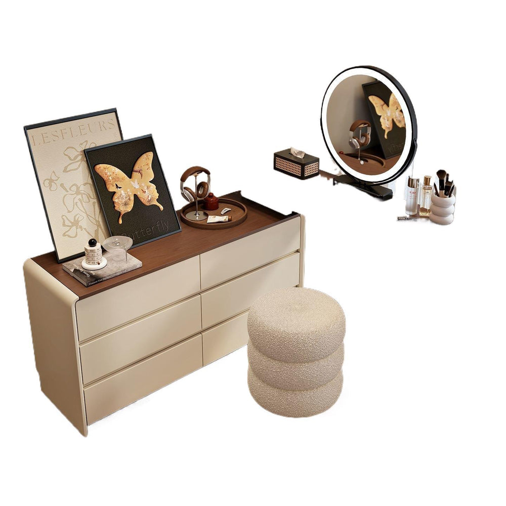 new arrival walnut medieval cream style bedroom dressing table modern casual chest of drawers all-in-one solid wood makeup table