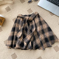 K-style plaid skirt for women  spring and summer high waist a-line skirt with straps asymmetricaleasiest for match layered short skirt