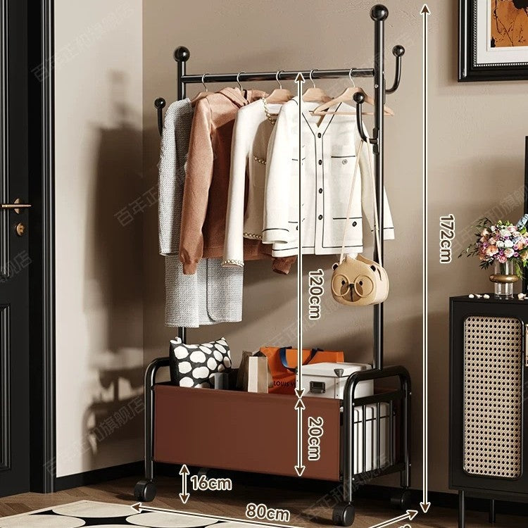 Popular floor-to-ceiling drying rack, multi-functional clothes hanging rod, indoor bedroom removable storage bedside coat rack