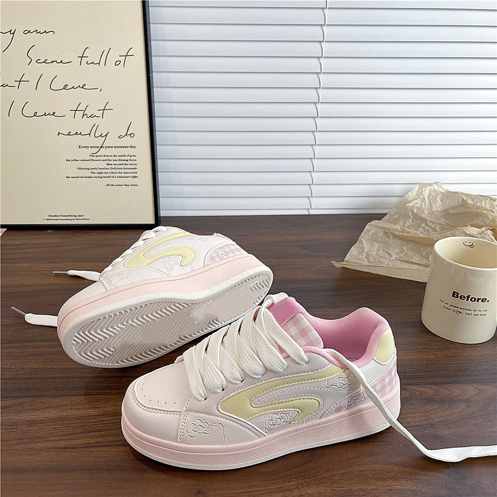 Women's sneakers: trendy ins style, spring/autumn 2026 new collection - versatile white shoes with leather upper, soft sole, athletic & casual bread shoes