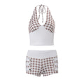 Amazon women's  summer new slim-fit halter neck backless vacation style top & sexy casual shorts set