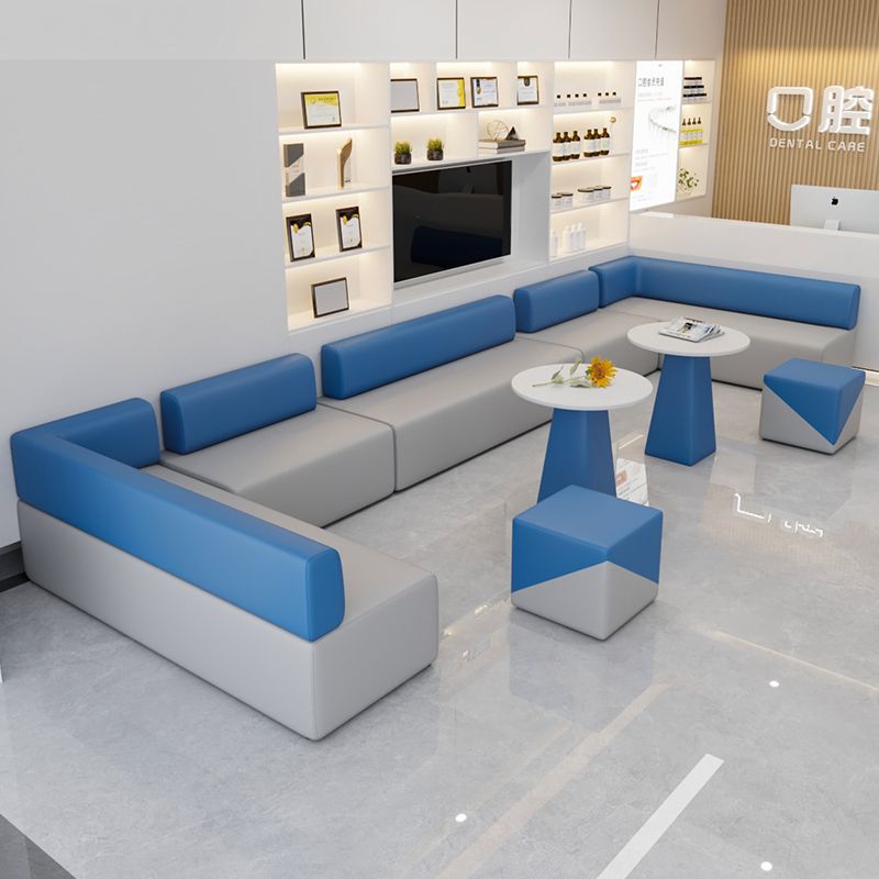 Modern office break area combination tea sofa waiting area bench seating backrest sofa stool for dental clinics