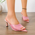 Women's new summer transparent pointed-toe stiletto open-toe thong sandals - plus size, cross-border, high-heeled slides for outdoor wear