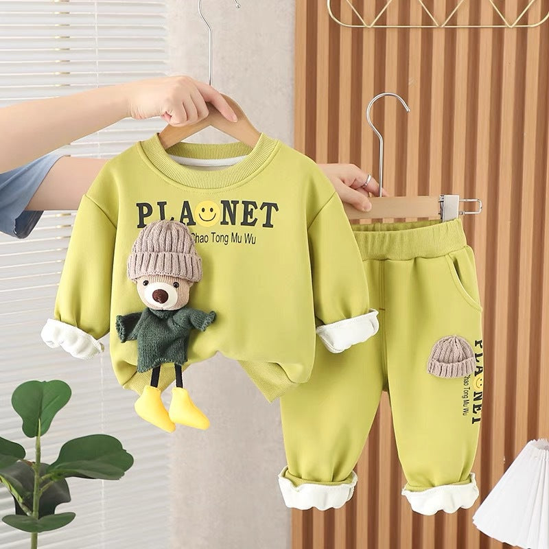 children's clothing: autumn/winter collection for boys and girls -  kids' activewear cartoon print long-sleeve sweatshirt set - wholesale supply