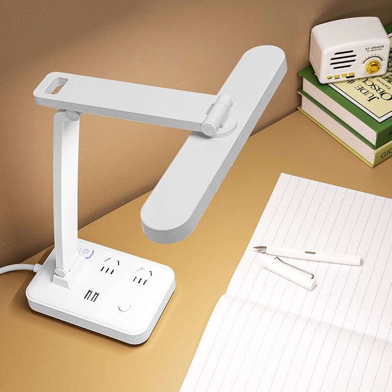Multifunctional reading desk lamp with socket - study-specific, plug-in, eye protection, desk lamp for students, dorm room, bedside lamp with usb power strip