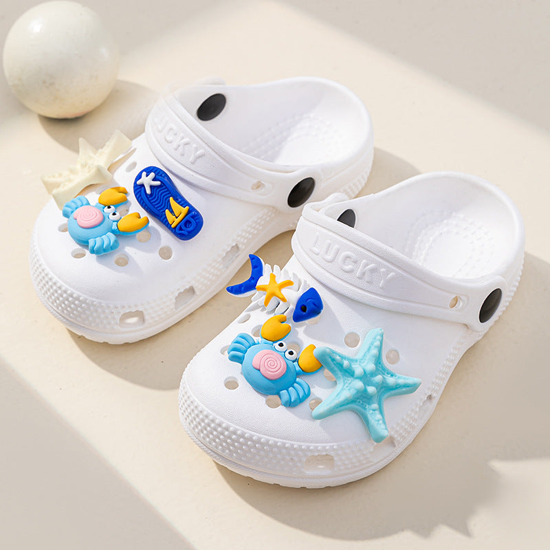 "cloud-like comfort: boys' and girls' cartoon clogs - thick-soled, non-slip, outdoor sandals for kids - new summer collection"