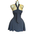 European and american cross-border women's fashion:  summer new arrival - elegant design bandeau backless bow tie striped mini dress
