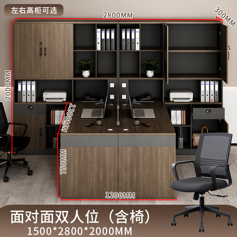 Staff desk and chair office financial computer table high cabinet furniture chair combination staff table modern screen card slot