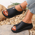 Women's slippers 2025 summer new fish mouth outwear wedge metal v-shaped decorative buckle platform shoesthick sole sandals