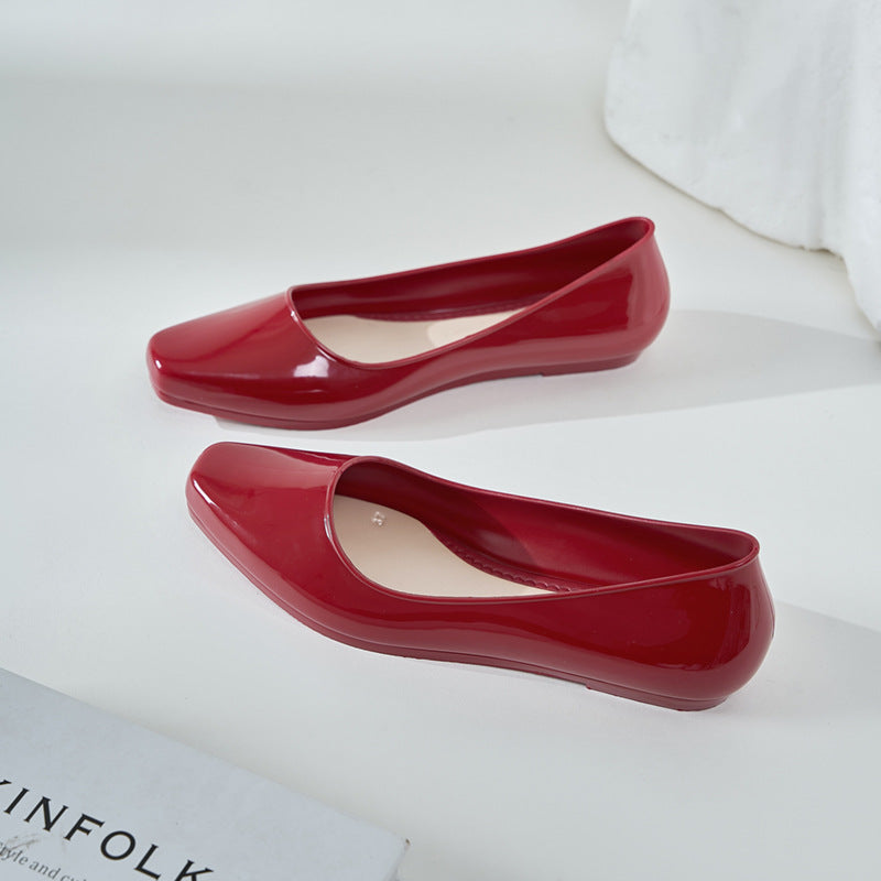 New arrivalfashion baotou summer waterproofbottomflats bag heel lazy women's shoes pure color daily casual round toe sandals for women