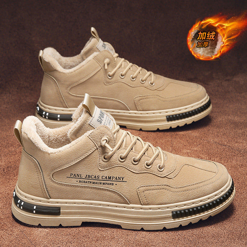 Men's winter work boots: fleece-lined, warm, anti-slip, durable, mid-cut construction safety shoes for men