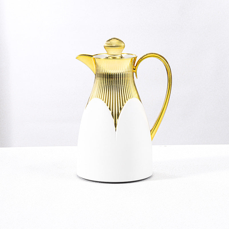 Wholesale cross-border luxury insulated kettle: large capacity coffee pot for home and commercial use, insulated water kettle with logo, gold teapot