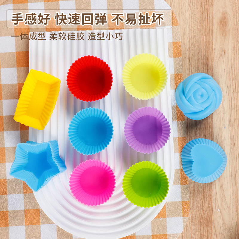 silicone muffin cups baking diy tools - round & heart-shaped cake cup molds - high-temperature resistant silicone cake cups