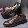 New arrival business hole cool leather shoes men's casual wedding groom british sandals summer breathable youth pointed toe men's shoes