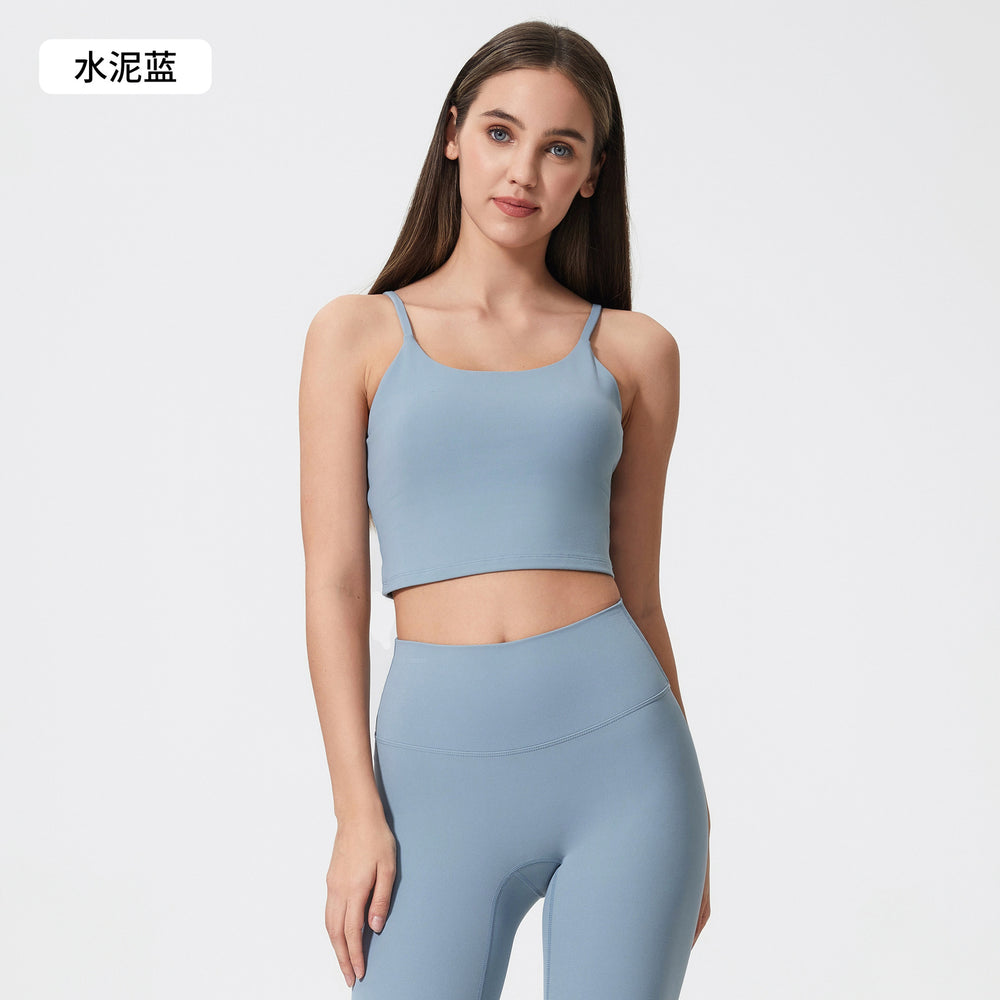 New women's sports yoga tank top with built-in bra pads, sexy spaghetti strap racerback fitness top, yoga camisole c5238