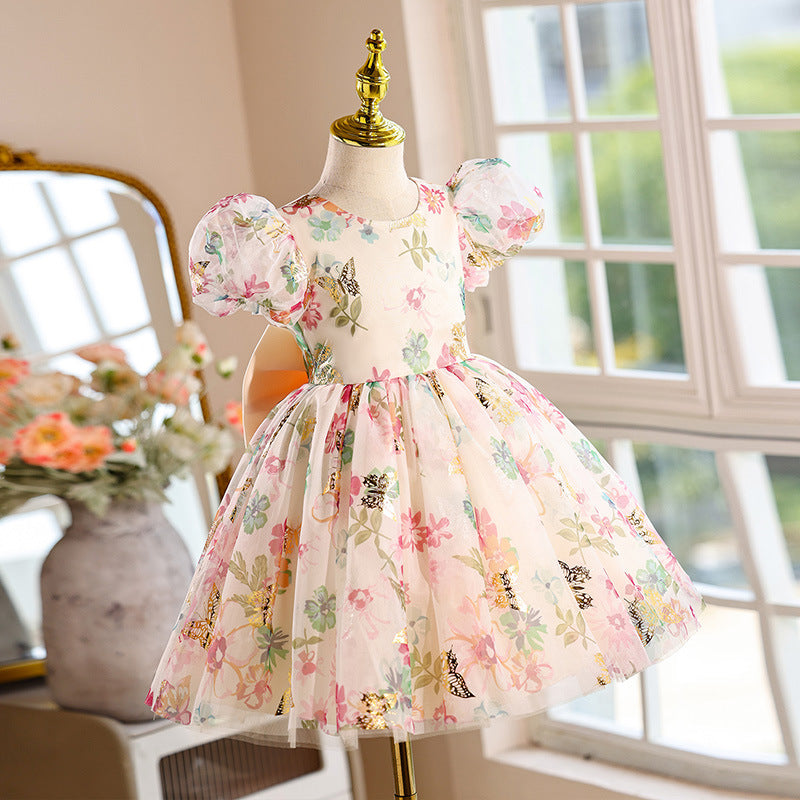 hot-selling girls' dresses, new summer collection for baby girls and toddlers, birthday and first birthday party dresses, printed princess dresses for children