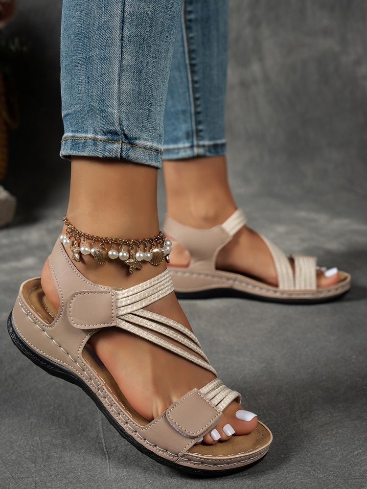 Amazon  summer new plus size cross-border sandals women's roman style comfortable velcro outdoor sandals wholesale