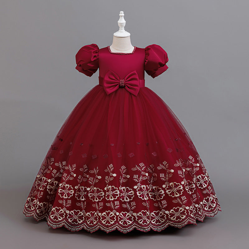 Export-quality girls' satin lace patchwork princess dress - new arrival for girls' banquets and parties - in stock