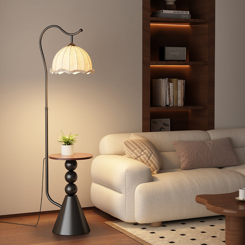 Living room floor lamp, high-end light luxury style shelf next to the sofa, american retro bedroom bedside counter lamp all in one
