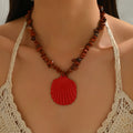 2025 summer new arrival: ocean-inspired statement necklace - irregular shell & crushed stone ethnic style