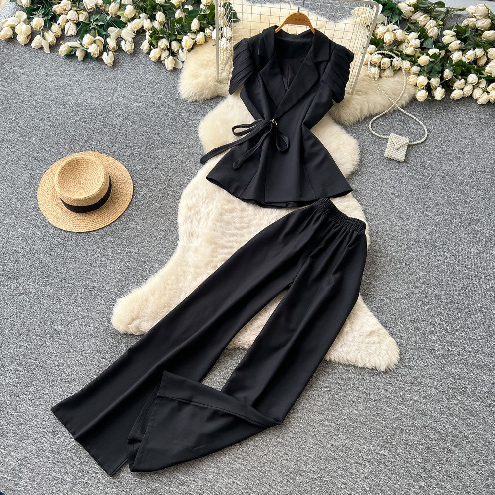 Lightly mature elegance style red strap suit women's springwork clothing suit collar classy sense slimming lookfashion outfit