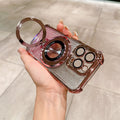 Suitable for iphone17pro electroplated four-corner lens film mobile phone case apple 15 glitter magnetic holder protective cover