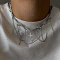 hot-selling tassel diamond-encrusted cross pendant necklace for women, niche hip-hop design, multi-layered wrapped collarbone chain