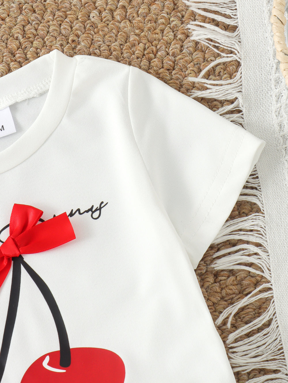 Children's clothing shein cross-border girlsuitwhite short-sleeved t-shirt + blue shorts