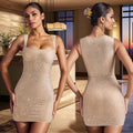 C7109 cross-border   fashion women's hotfix rhinestone camisole sexy slim-fit evening party dress