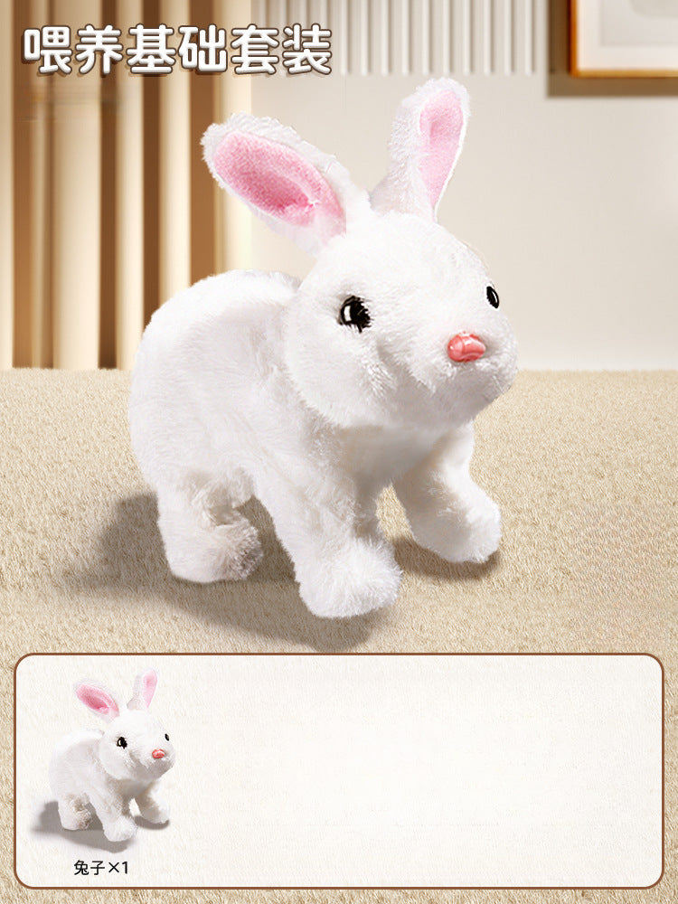 Kids' electric simulation bunny plush toy - girl's pet white rabbit doll - birthday gift for girls