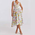 cross-border e-commerce women's fashion: european and american summer new arrivals - elegant v-neck camisole waist-cinching maxi dress