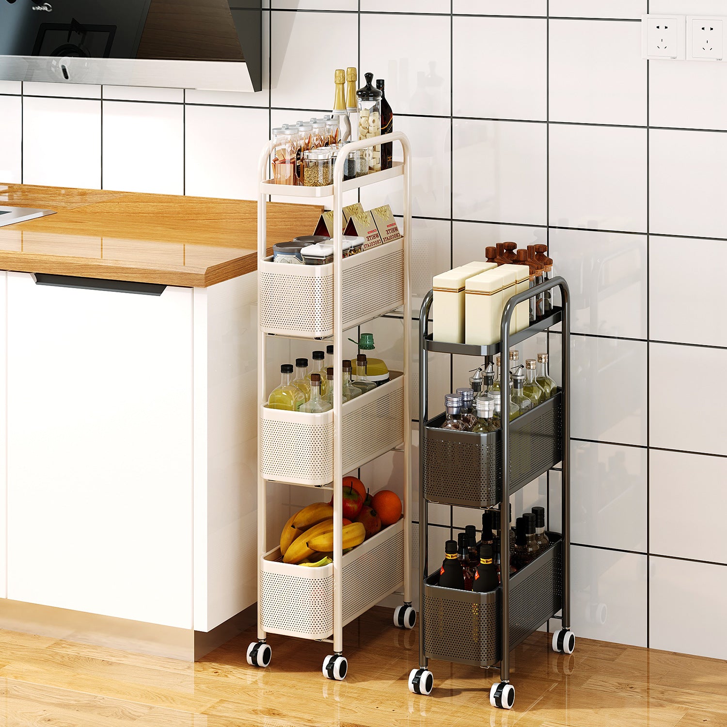 Strictly selected items, narrow multi-layer pull-out floor rack, bathroom, kitchen storage trolley