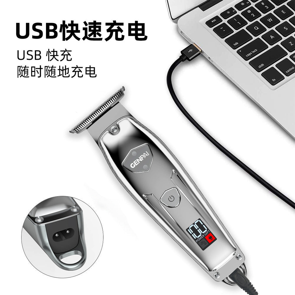 Electric hairdressing machine, oil head carving, electric clipper, bald hairdressing scissors, charging alloy shell, cross-border wholesale