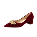 Autum wedding shoes for women with thick heels 6 new bride chinoiserie red fleece-lined xiuhe wedding dress two-wear high heels tiring feet