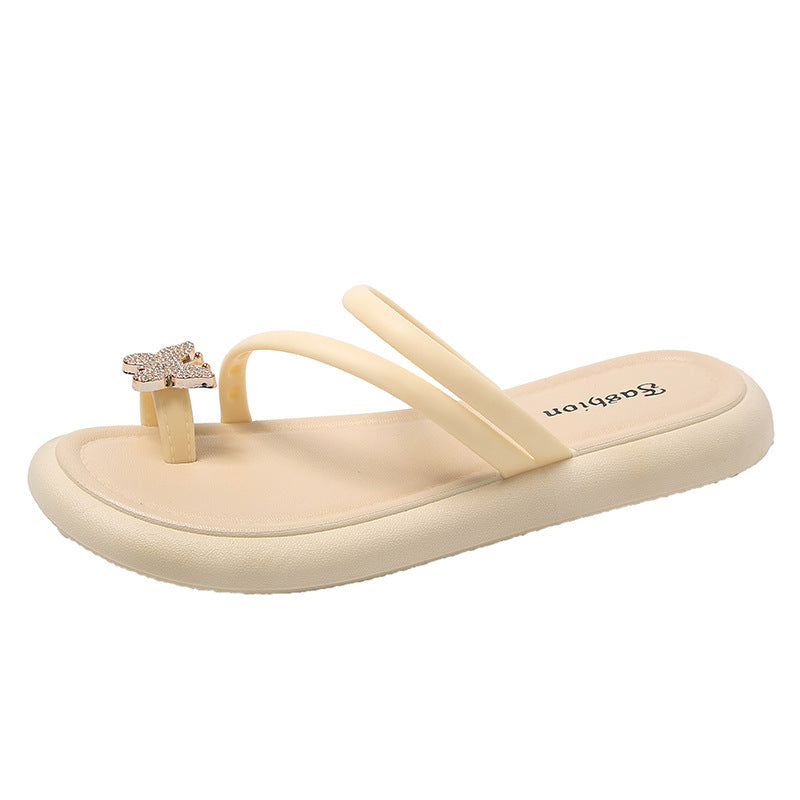 Butterfly flower flip-flops women's summer outwear student fashion abrasion resistantnon-slipflats flip-flops beach shoes women