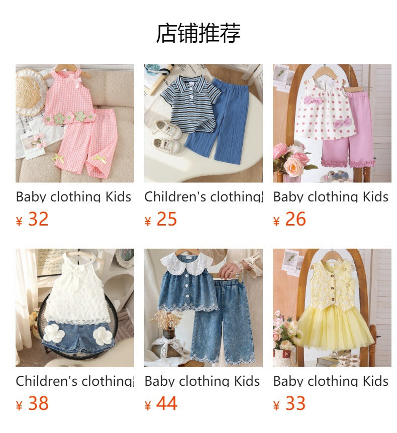 Baby clothing kids set children outfit white vest + blue shorts children's clothing