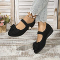 Wholesale women's plus size suede bowknot round toe single strap wedge heel casual flats - new spring/summer  collection for export