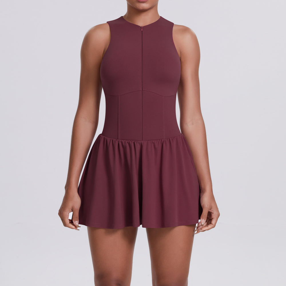 new arrivalfake two-piece outdoor stand-up collar dress running anti-exposure bottom skirt tennis skirt yoga wear for women