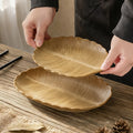 Vintage hotel style ceramic rectangular oval banana leaf creative dessert pastry serving plate restaurant sushi dish