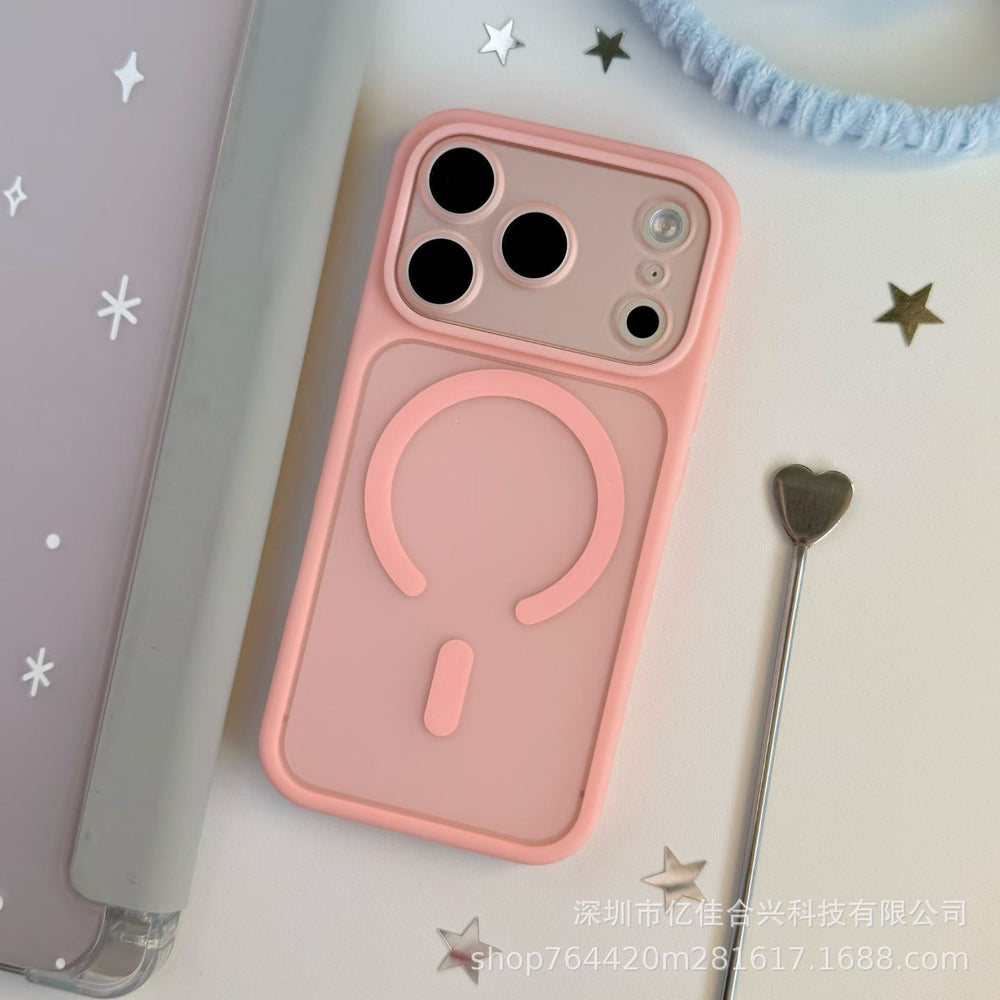 Creative detachable lens compatible iphone 17 pro max soft-touch sand magnetic phone case, iphone 14 drop-proof