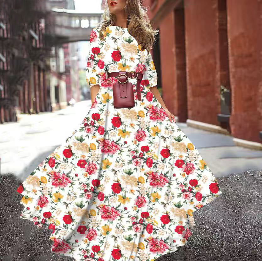 spring new arrivals: southeast asian women's printed maxi dress - -approved slim fit fashion dress