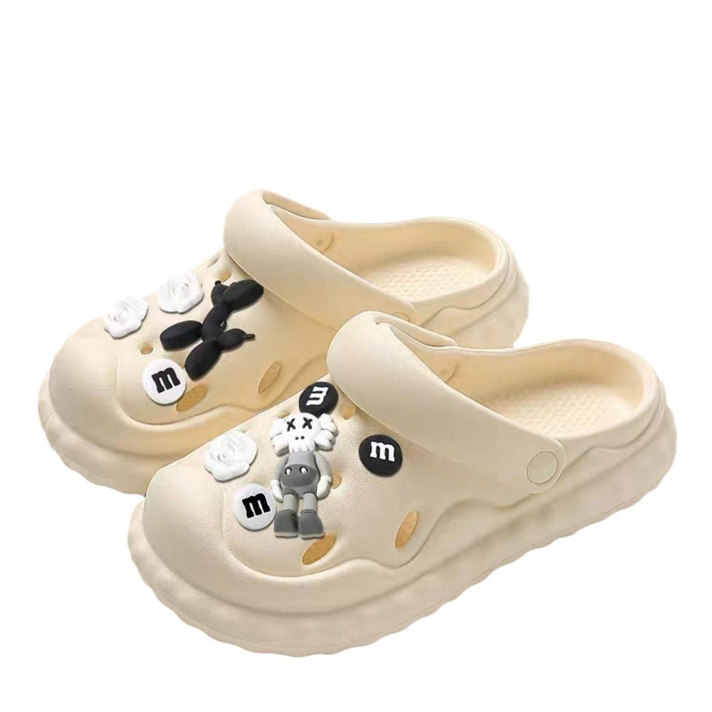 Crocs women's summeroutwear2023new arrivalthick solepopular beach stepping on shit toe-cap half-cool slippers summer
