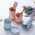 Scandinavianins style ceramic chopstick barrel for home double layer drain chopstick basket knife fork spoon chopstick cage kitchen storage bucket