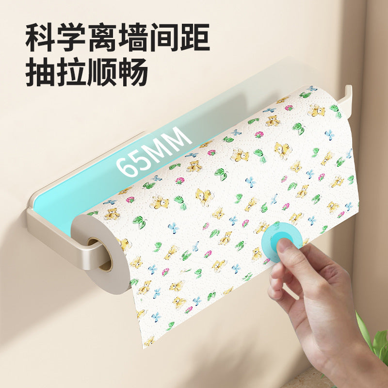 No punching, kitchen tissue holder, cabinet roll paper tube special oil-absorbing paper rack, plastic wrap bag storage and hanging shelf