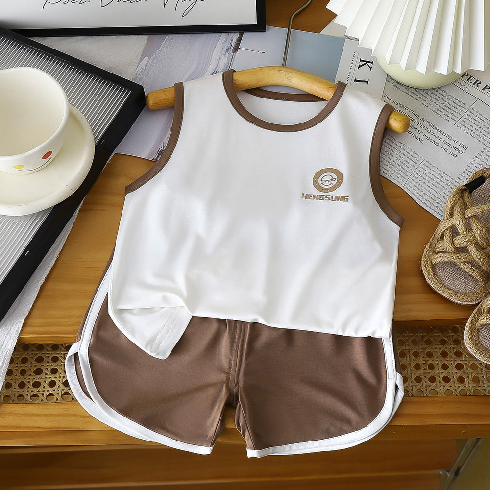 Kids' eucosy cool & comfortable tank top set - summer lightweight sleeveless shorts for boys & girls - baby sleepwear