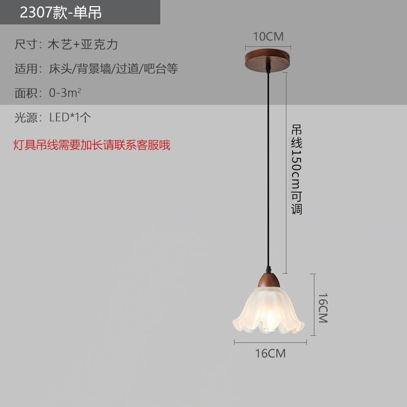 Medieval style lamps bedroom bedside small chandelier bedside table retro restaurant aisle new chinoiserie single head long hanging lamp